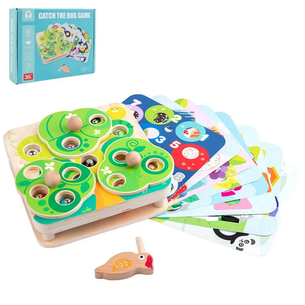 

Детские игрушки Монтессори, деревянные игрушки для ловли птиц и насекомых, веселые игры для детей, игры для ловли насекомых для детей