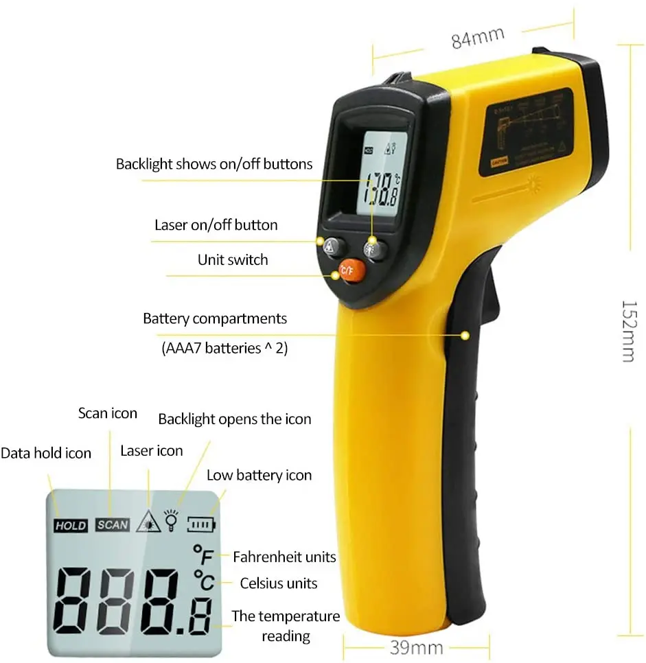Инфракрасный термометр (не для человека) пистолет измерения температуры