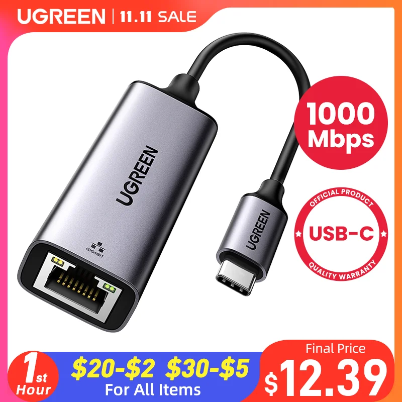 

UGREEN Type C Ethernet USB C to Ethernet Adapter for MacBook Pro Samsung S20 S10 S9 Note10 Type C Network Card USB Ethernet RJ45