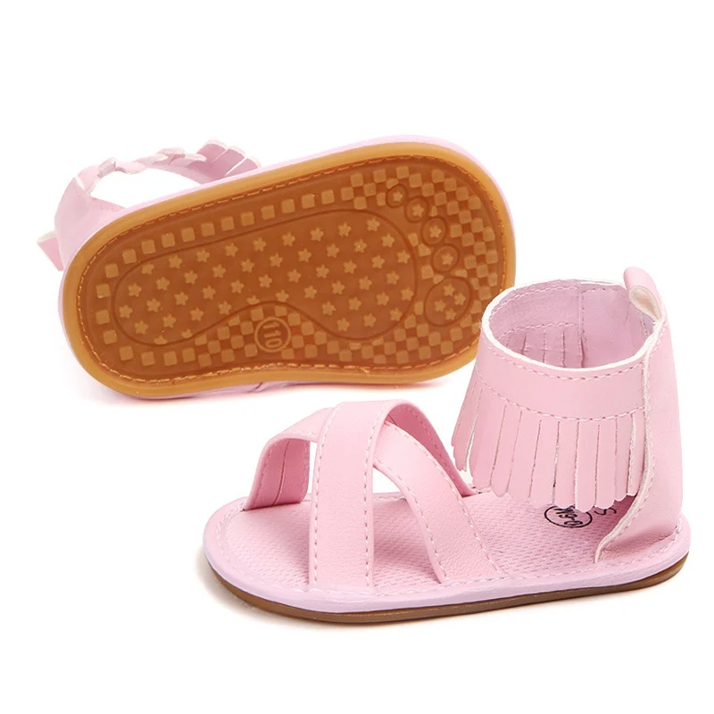 Детские сандалии из искусственной кожи с кисточками Обувь для новорожденных