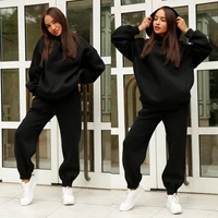 elijoin leisure hooded long womens one piece suit autumn and winter new fashion solid color hooded sweater leisure sports suit