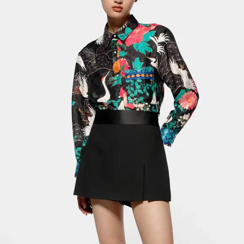 

Женская Повседневная куртка BM UR HM ZA, однобортная драпированная рубашка с длинным рукавом, в стиле ретро, осень 2021