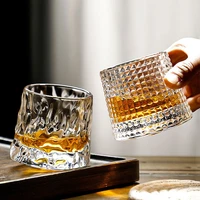 spinning whisky glass whiskey tumbler cocktails glasses wine cup bar drinkware decor thickened whiskey glass