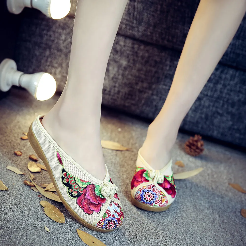 Шлепанцы Veowalk женские хлопковые базовые туфли в стиле Старый Пекин круглый носок