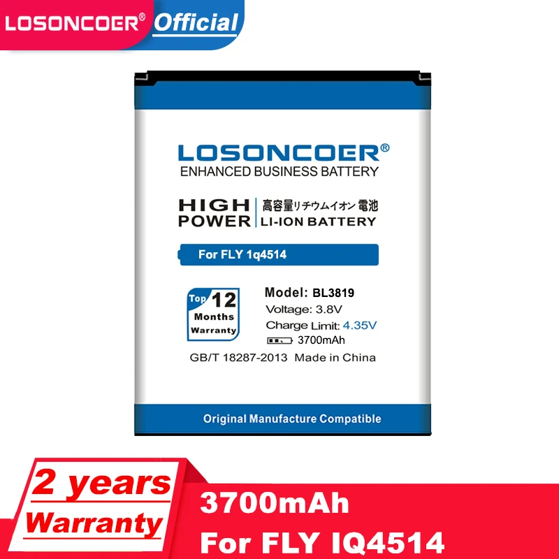 LOSONCOER BL3819 аккумулятор емкостью 3700 мАч для FLY IQ4514 Quad EVO Tech 4 аккумулятора бесплатная