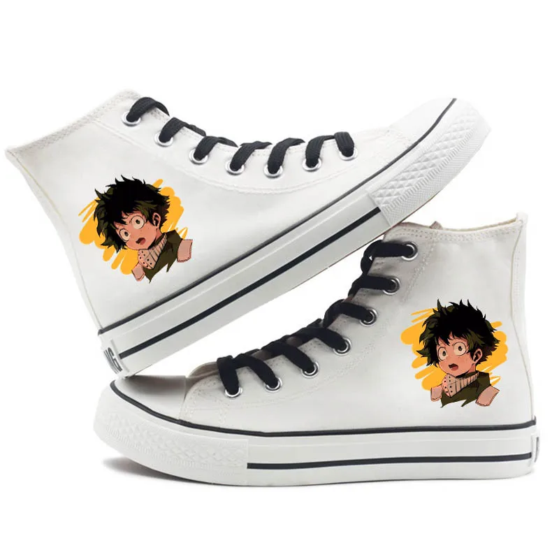 

Anime Cos My Hero Academia White Casual Canvas Shoes Midoriya Izuku deku All Might plimsolls Sneakers