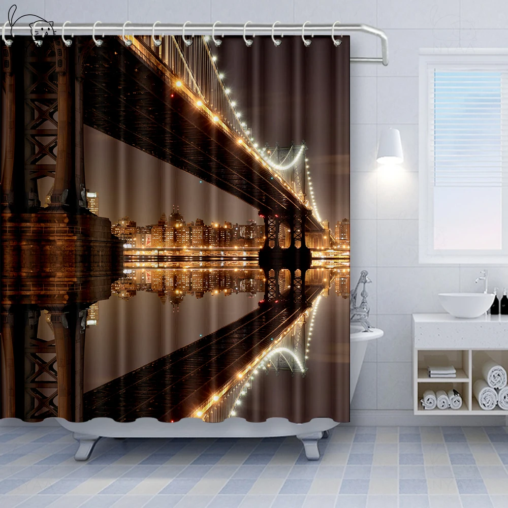 Черно белая душевая занавеска Vixm ванночка из ткани с панорамным изображением