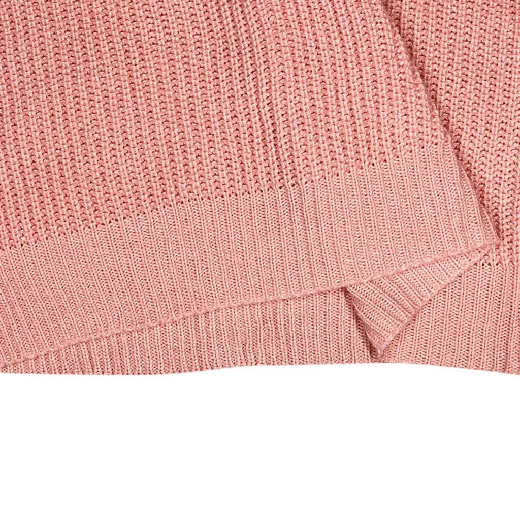 2019 Модный Новый женский модный зимний однотонный вязаный свитер в