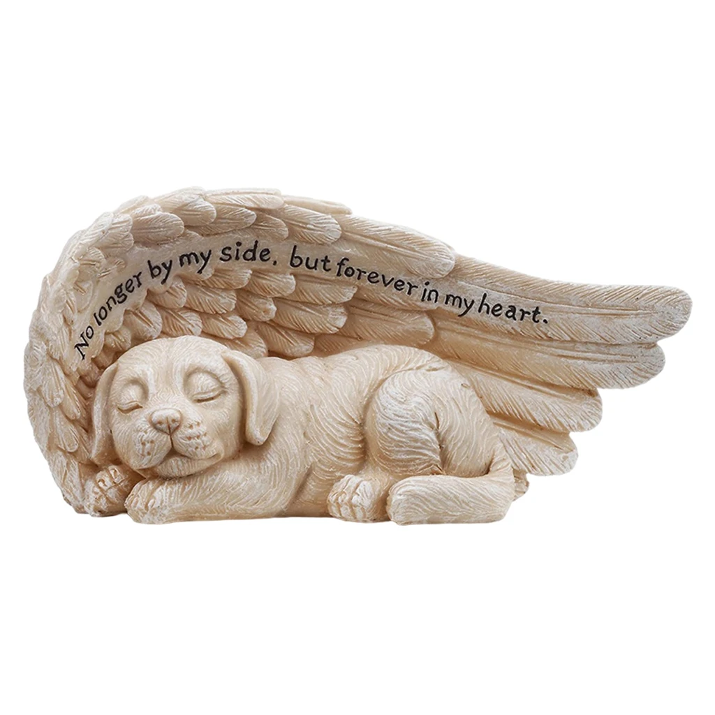 

Angel Pet Statue, Cute Sleeping Dog in Angel's Wing Resin Garden Ornament Memorial Tribute Statue for Home Bedroom Living Room