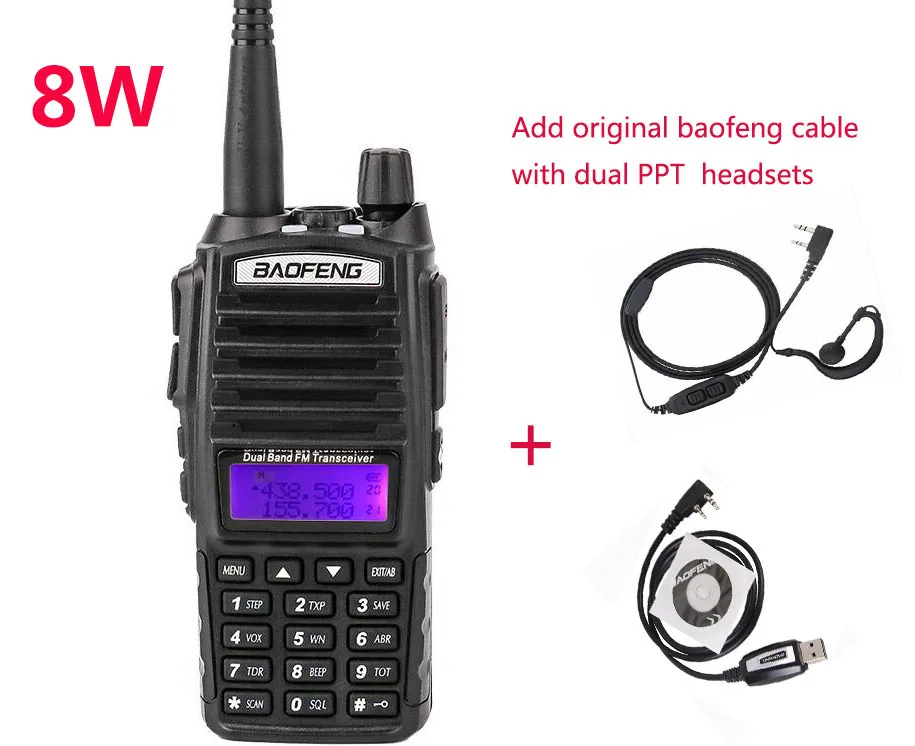 add cd cable Cb радио оборудование полицейский сканер 8 вт Baofeng Uv-82 UV 82 Ham радиостанция любительский приемопередатчик uhf vhf радио рация 10 км - Цвет: add cd cable