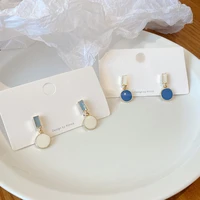 geometric square drop earrings white blue round short elegant romantic earrings for women jewelry urban fashion party gift
