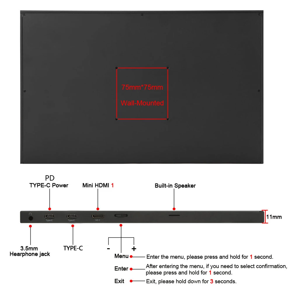 구매 울트라 슬림 17.3 인치 휴대용 LCD 화면 모니터 1080P 유형 C HDMI-Xbox 스위치 노트북 전화 게임 IPS 모니터 호환