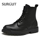 Мужские ботильоны из натуральной кожи SURGUT, черные ботинки на платформе в британском стиле с высоким берцем, повседневная обувь ручной работы для зимы, 2022