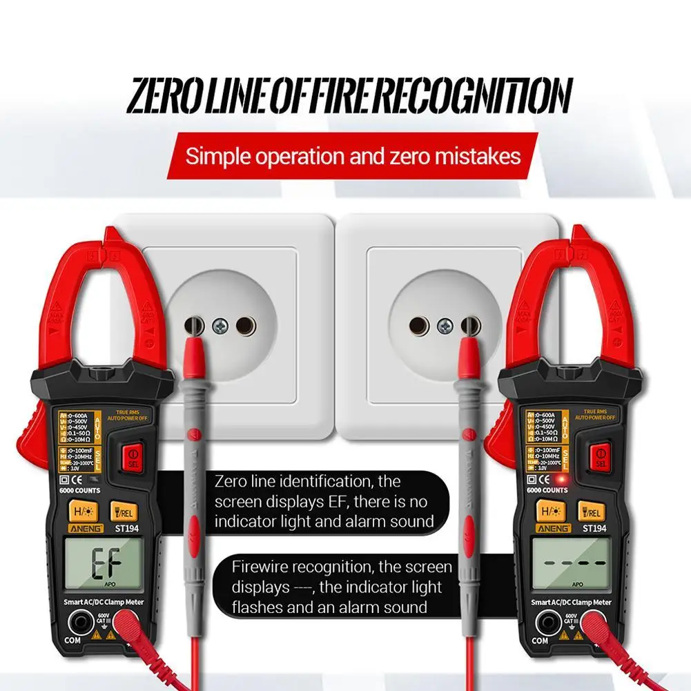 

Multi-function Smart Multimeter ST194 Digital 6000 Clamp Meter Multimeter Current True Tester RMS /AC Clamp Count Voltage W9B2