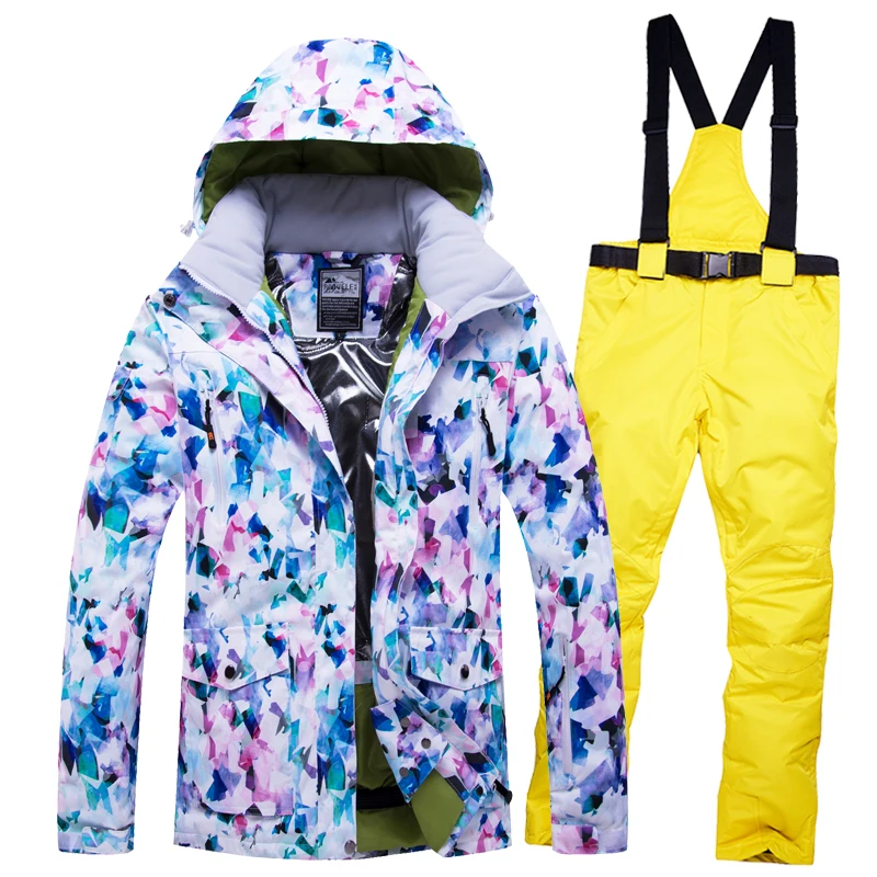 Color 5 Женский лыжный костюм куртка для сноуборда брюки зимняя одежда брюки ветрозащитная водонепроницаемая Спортивная одежда для улицы женская утепленная с капюшоном - Цвет: Color 5