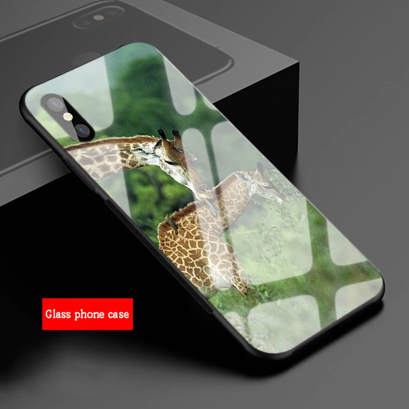 Чехол для телефона из закаленного стекла с изображением жирафа iphone 13 12 11 Pro Max 5 6 7 8