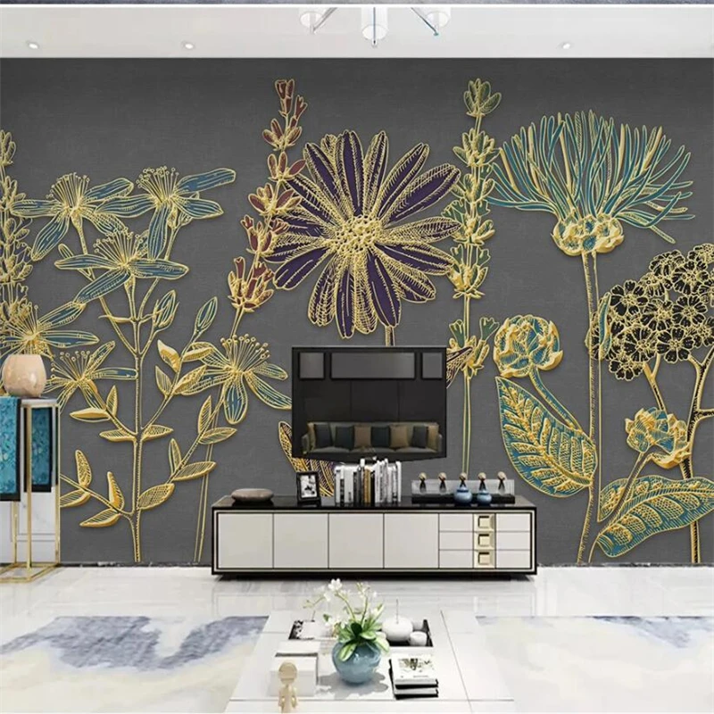 Wellyu индивидуальная большая роспись современный минимализм золотые тисненые