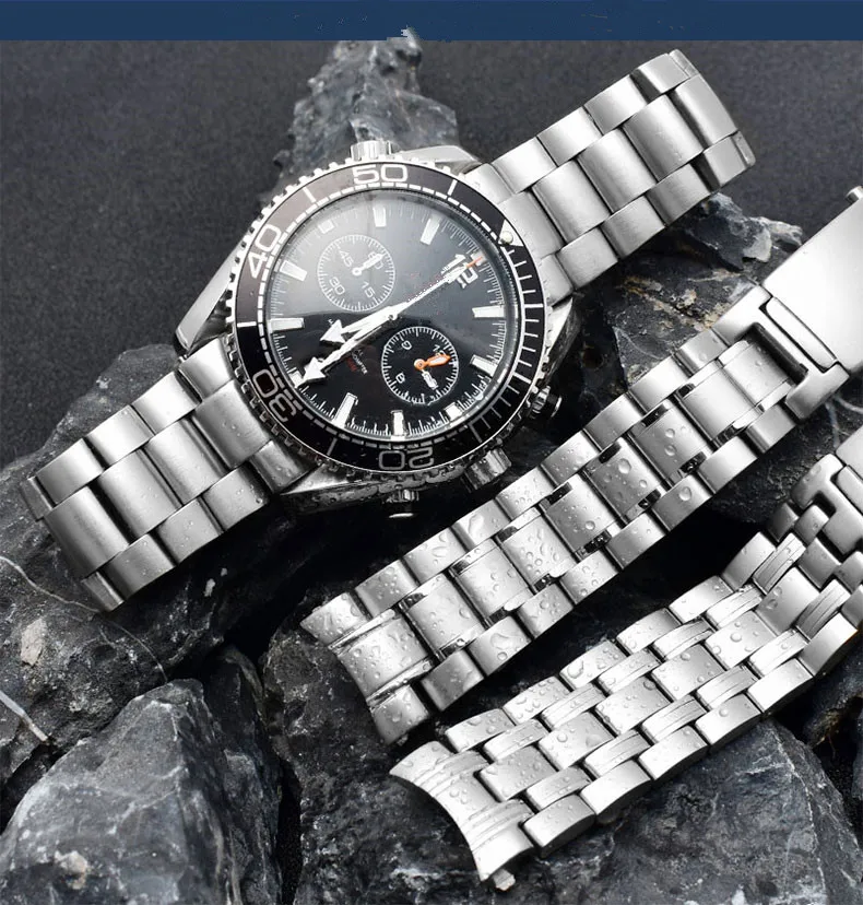 Ремешок для часов из нержавеющей стали 20 мм 22 сменный Браслет omega 007 Seamaster