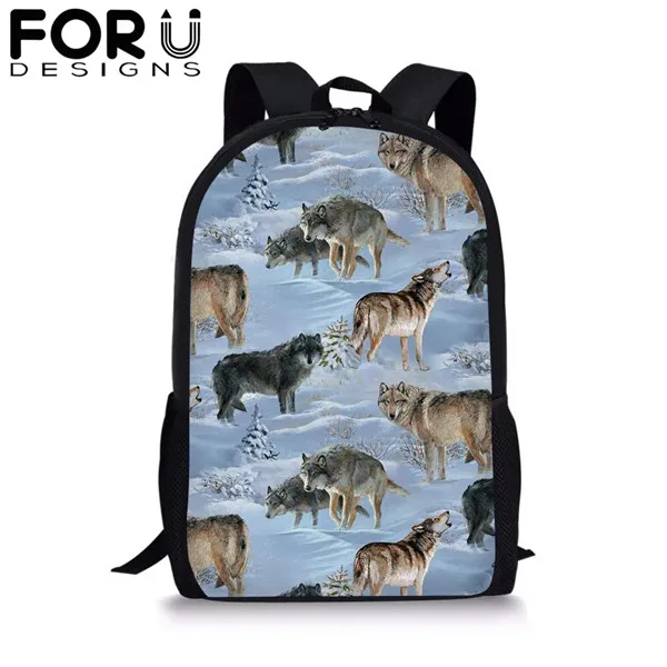 FORUDESIGNS/комплект из 3 предметов; школьные сумки с изображением волка для детей; школьные рюкзаки для девочек; рюкзак на плечо для мальчиков; детская сумка для книг; рюкзак - Цвет: CDFB0087C