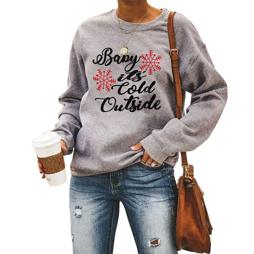 

Carney women's sweater letter printed round neck long sleeve sweater