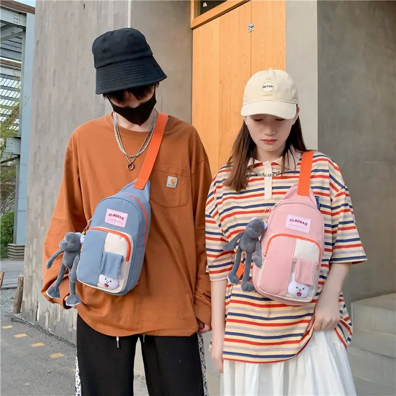 

Men small black cute oxford chest bag 2021 Women's Hiking Sports sling bags Portable urban Fashionable cycling side bags youth