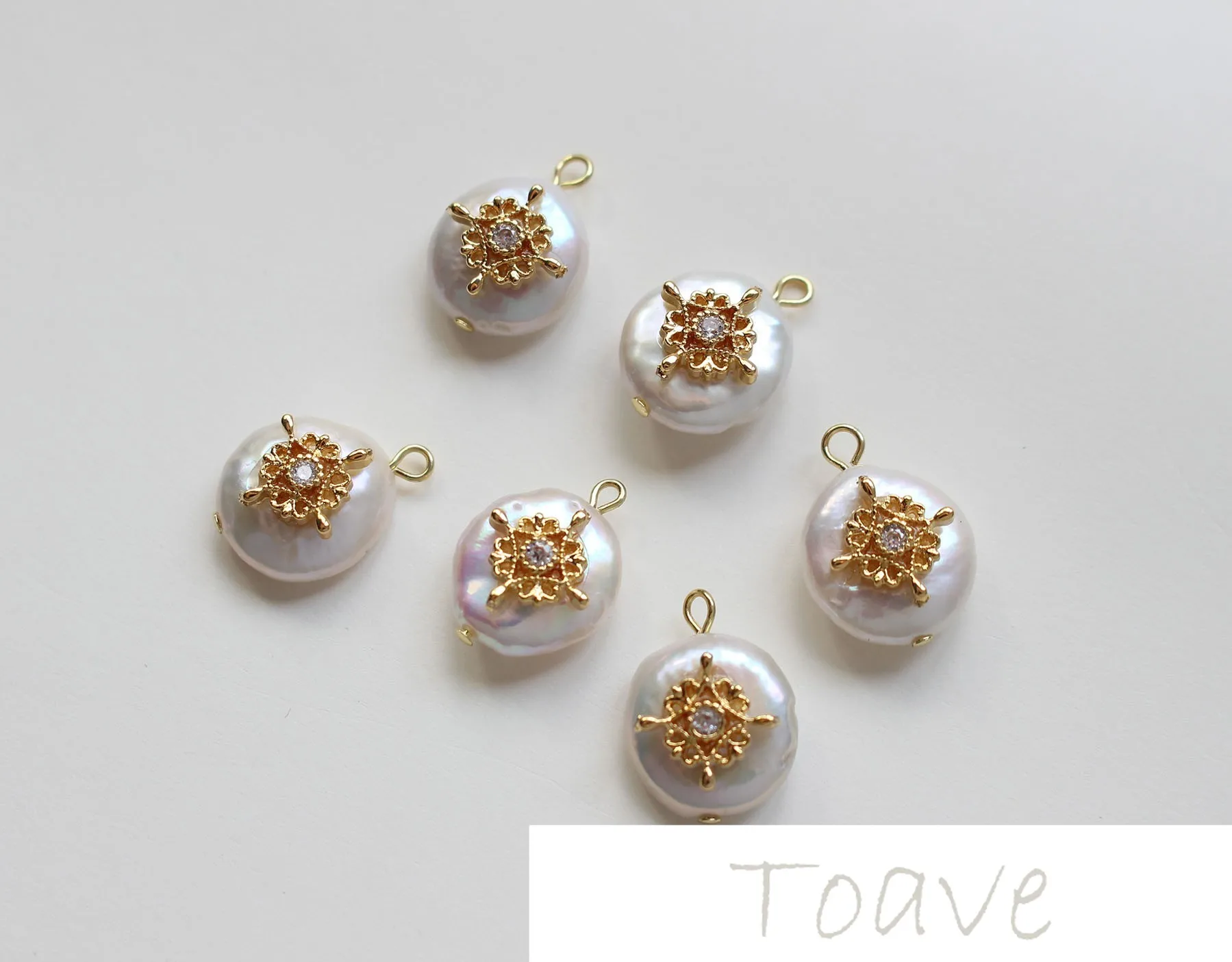 

Round natural retro Pearl Baroque Pearl Diamond Copper diy Earrings Accessories