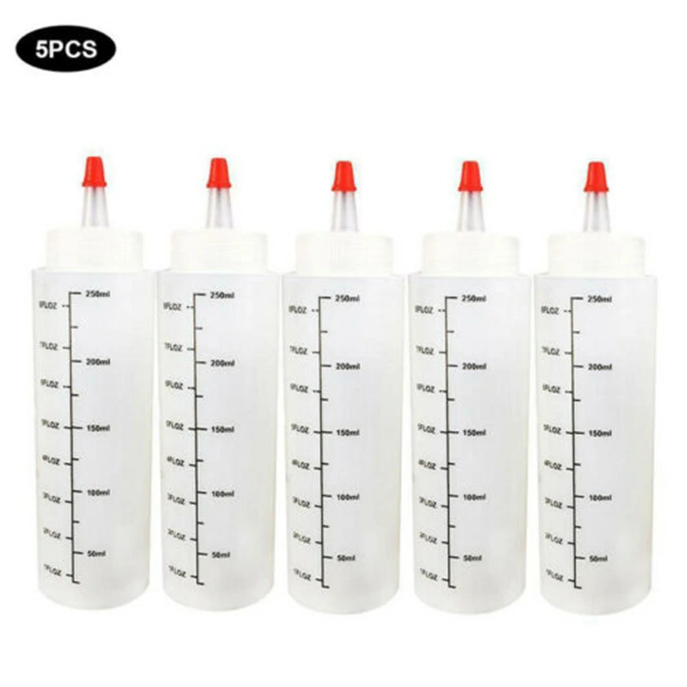 

5pcs Squeeze Bottle 250ml Plastic Restaurant Dispenser Anti-fall Salad