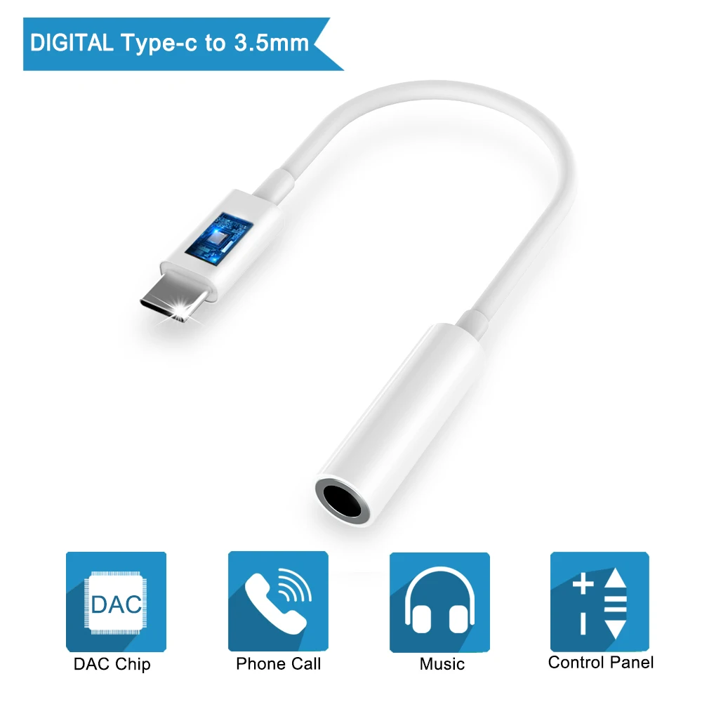 

USB C to 3.5mm Aux Cable Digital Audio Stereo Earphone Jack 24BIT HD Adapter for Huawei P20 Xiaomi HTC Google Pixel 2/2XL 3/3XL