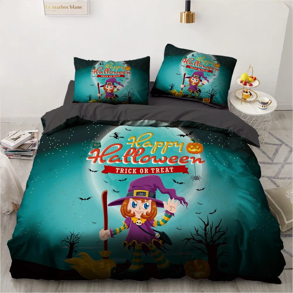 Роскошное 3D одеяло для Хэллоуина набор пододеяльников Комплект постельного