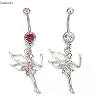 leosoxs 1 pcs fairy wings belly button ring stainless steel belly button button piercing human body jewelry