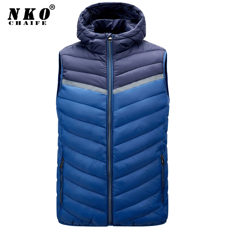 

CHAIFENKO Men's Sleeveless Vest Jacket Winter Waterproof Thicken Hooded Warm Vest Jacket Men Autumn Fashion Casual Waistcoat Men