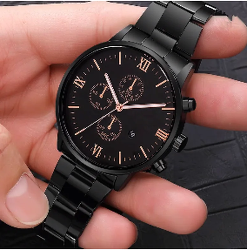 Роскошные мужские кварцевые часы с автоматической датой роскошные Золотые