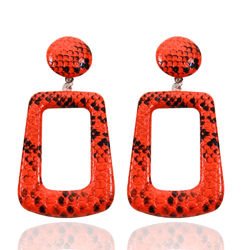 Женские овальные серьги подвески кожаные леопардовые классические винтажные