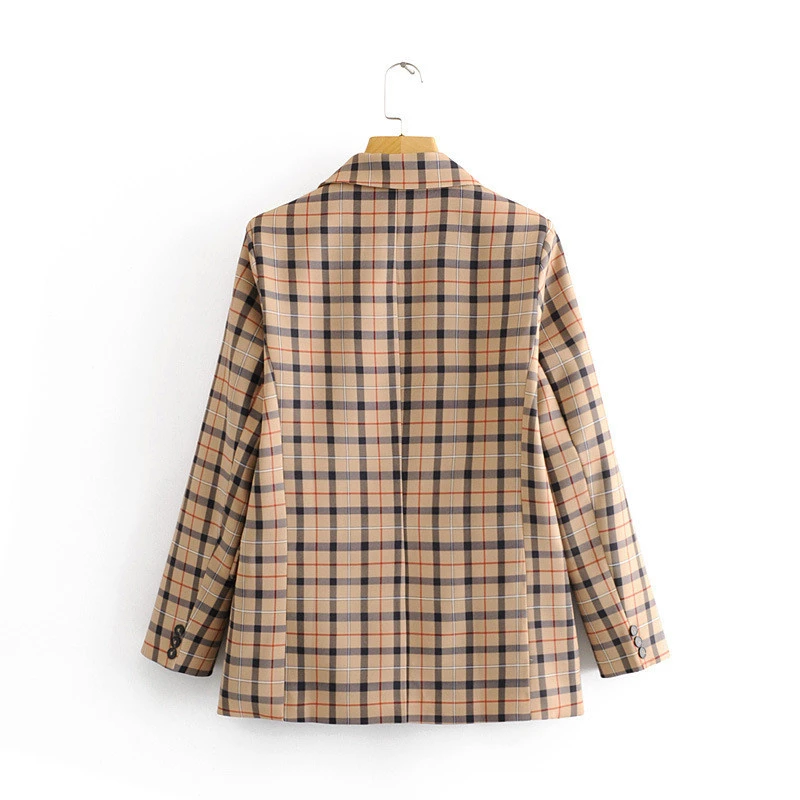 Женский клетчатый Блейзер винтажный блейзер в стиле оверсайз элегантный офисный