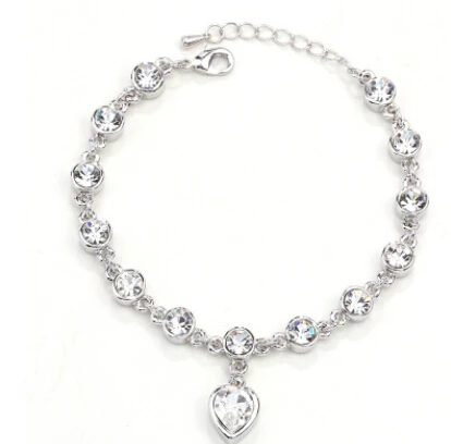 Браслет для женщин роскошный кристалл сердце Шарм золотые браслеты ювелирные