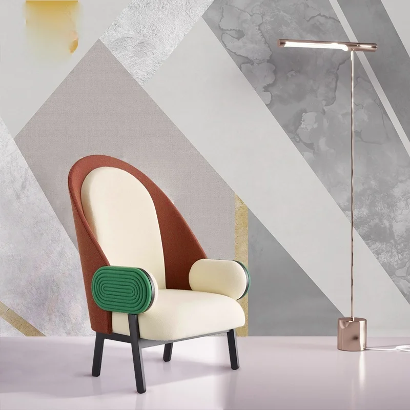 

TT индивидуальная модель для отдыха из твердой древесины с высокой спинкой, крутой стул контрастного цвета в форме Луны, креативный одномест...