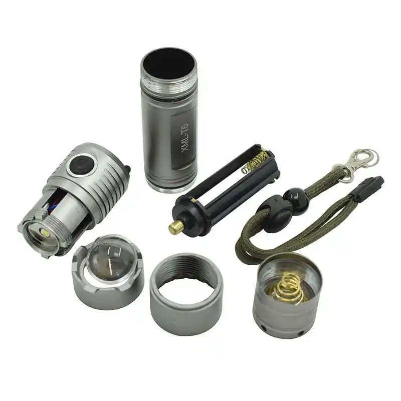 Масштабируемый светодиодный фонарик 2000 лм T6 водонепроницаемый с брелоком