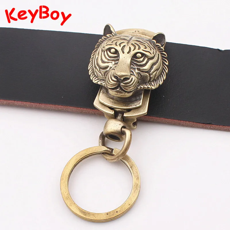Ретро мода медная голова тигра мужской ремень брелоки подвески латунные