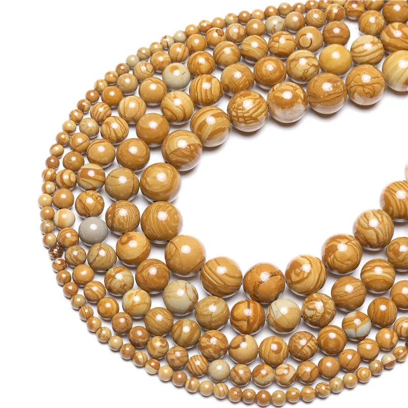 Бусины из натурального камня для рукоделия Гладкие бусины с коричневой