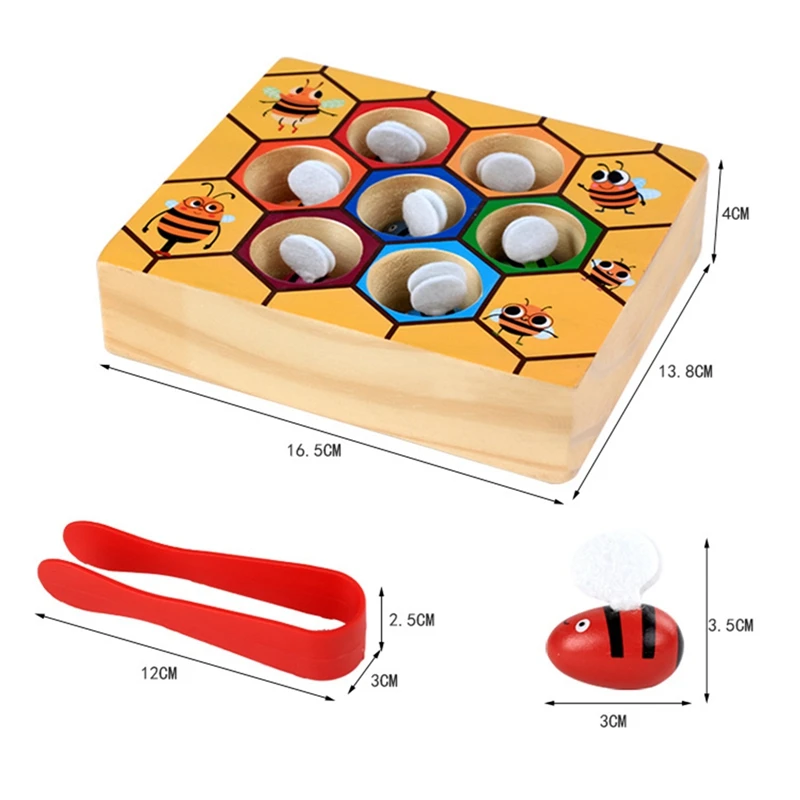

Montessori Beehive Game Young Children Fine Motor Hand-eye Coordination Color Recognition Clip Small Bee Toy