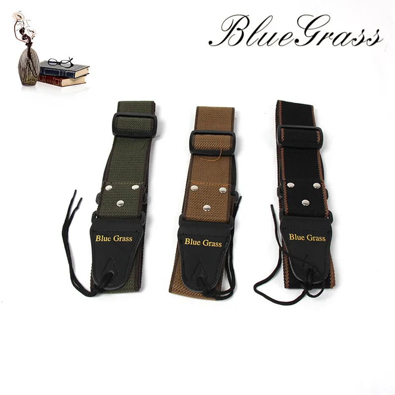 Регулируемый ремешки тканый хлопчатобумажный ремень для гитары с кожаными