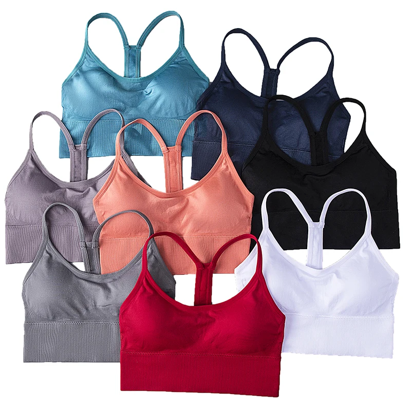 Anbevy Women Breathable Sports Bra Absorb Sweat Shockproof Padded Sports Bra Top Athletic Gym Running Fitness Yoga Sports Tops (0)
