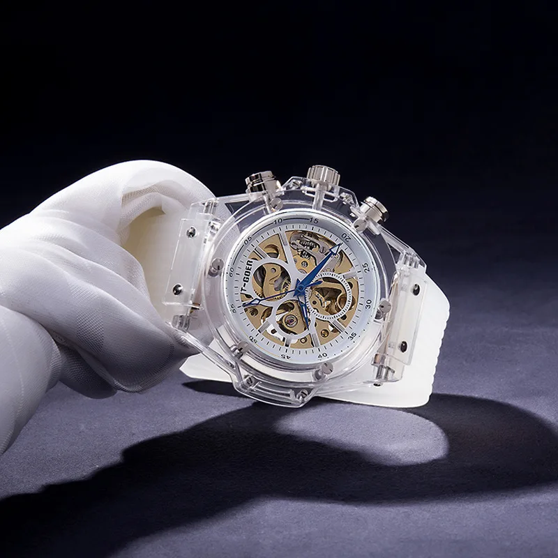 Прозрачные Спортивные часы для влюбленных мужчин и женщин автоматические полые