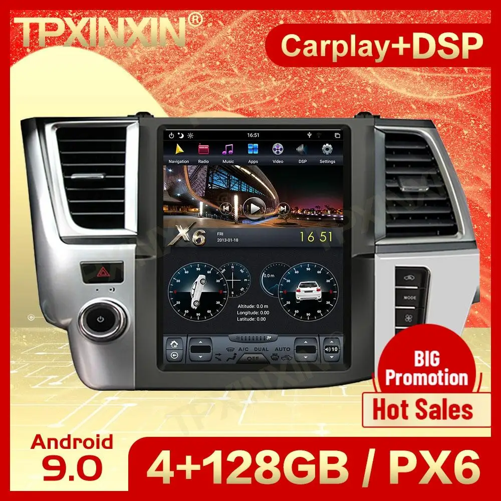 Carplay 2 Din Android 9 Tesla стерео для Toyota Highlander 2014 2015 2016 2017 2018 GPS BT Видео Радио приемник плеер