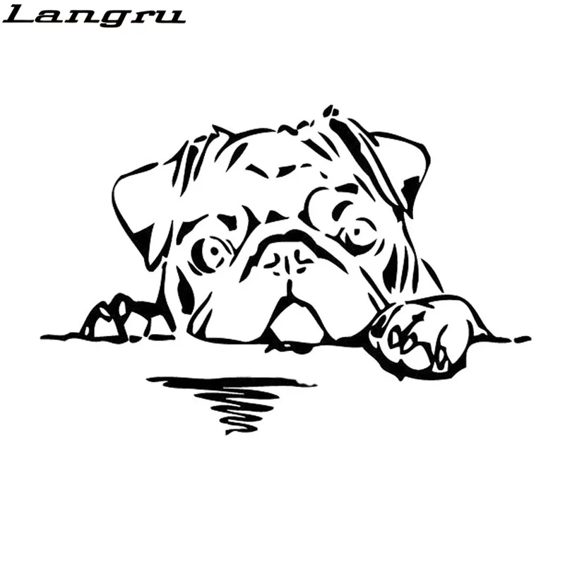 Виниловая наклейка Langru 15 см * 10 в виде мопса животное хлеб милый щенок большой