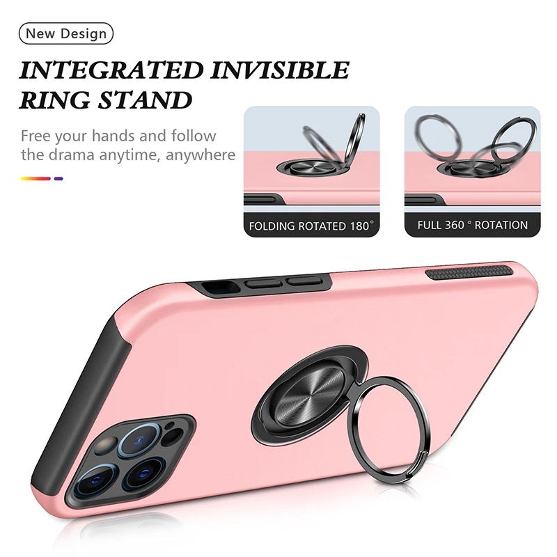 

Shockproof Armor Hidden Bracket Phone Case For iPhone 11 12 Pro Max XS Max XR X 10 7 8 Plus SE2020 Car Magnet Back Cover Funda