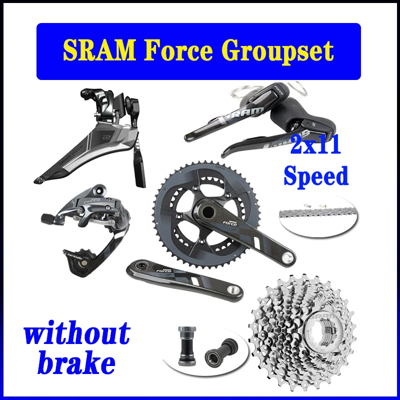 

Скоростной переключатель передач SRAM FORCE 22 2X1 для дорожного велосипеда, комплект групповой переключателя GXP, карбоновый рычаг 170/172, 5 мм без шт...