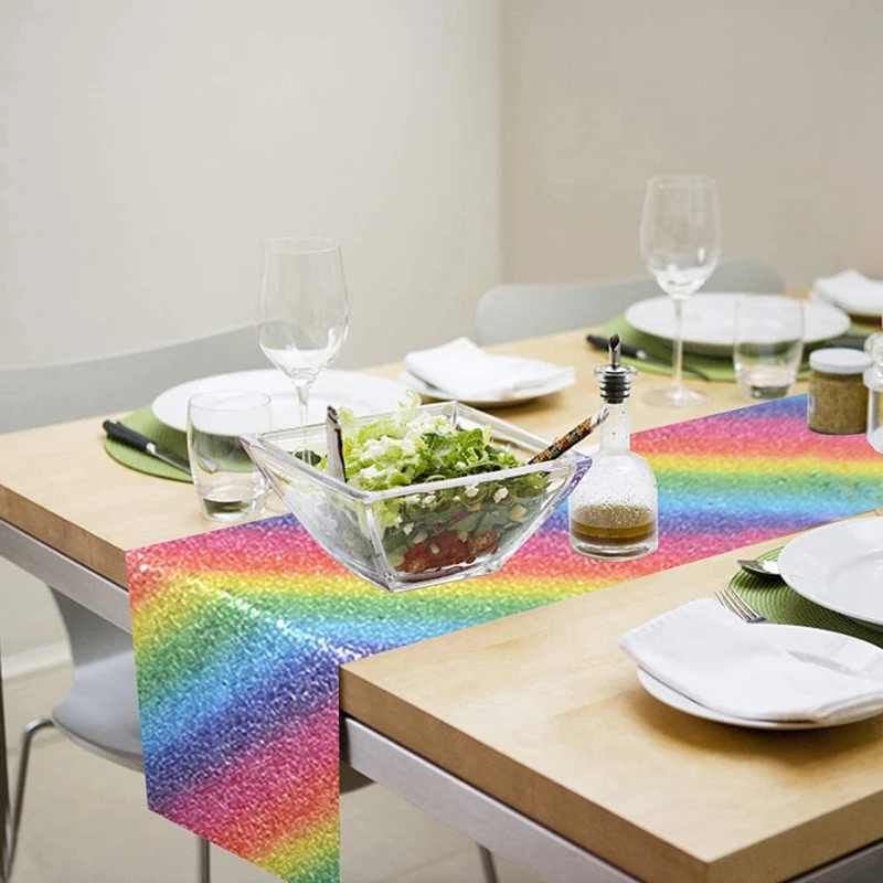 Набор из 2 разноцветных столовых приборов ручной работы с радужными пайетками