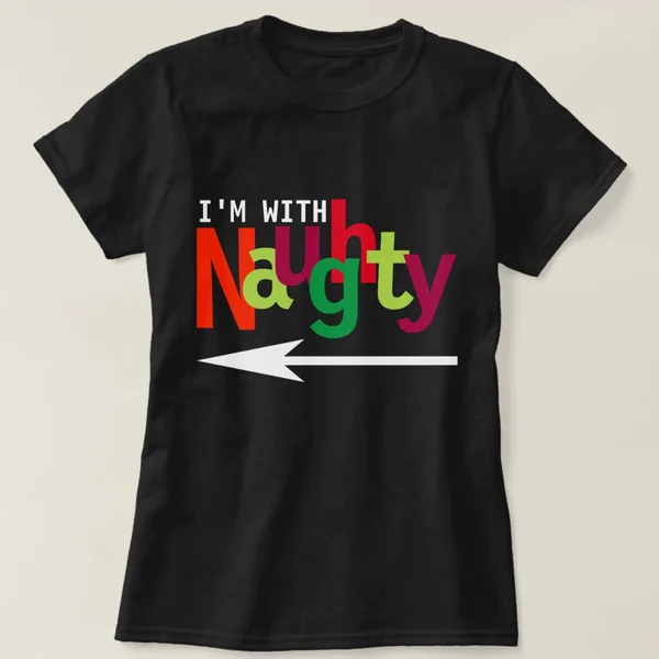 

Funny Christmas Couple Matching Naughty & Nice T-Shirt