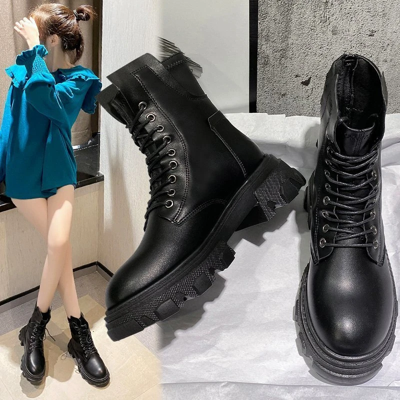

Autumn Boots Women's Tide Cool 2021 New Style Show Feet Thin Thick Bottom Spring and Autumn Single Boots Short Boots Tide